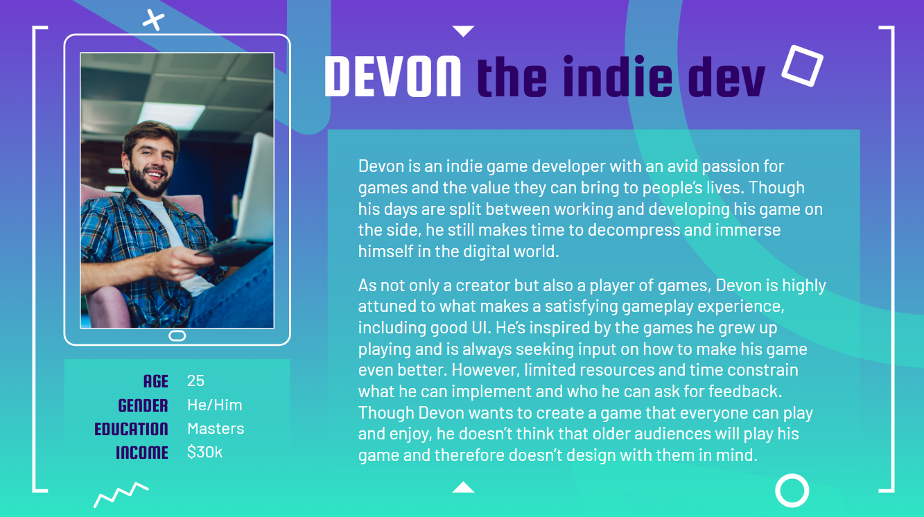 User persona: Devon the indie Dev