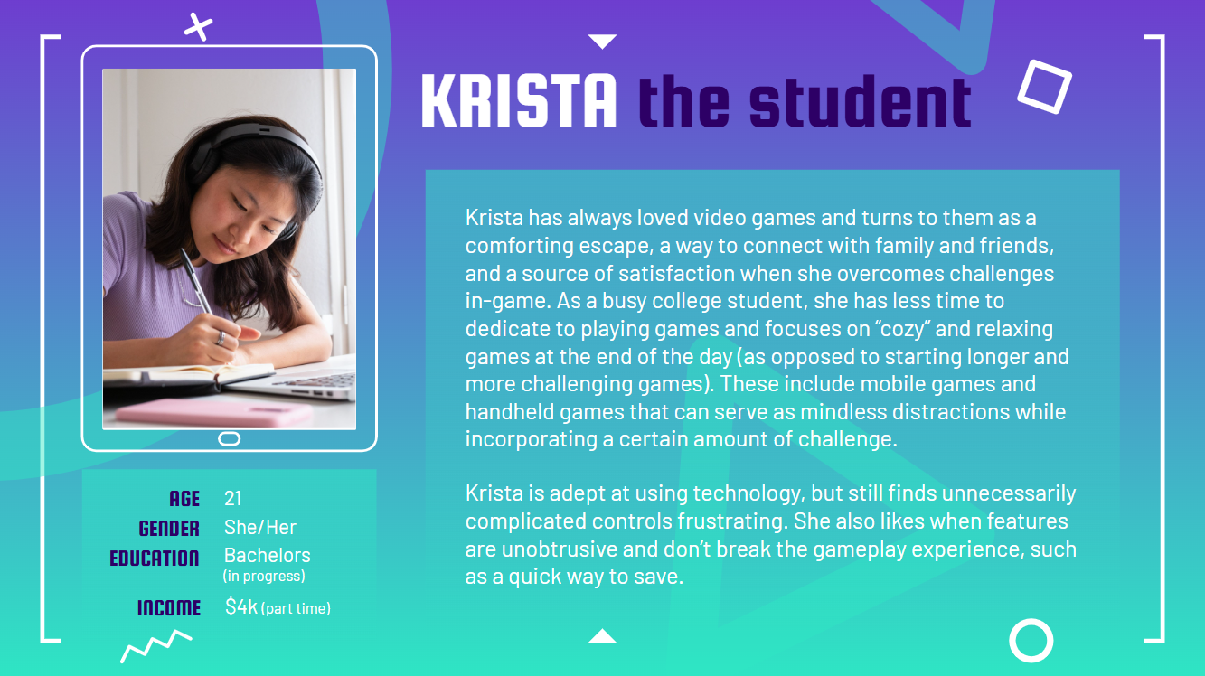 User persona: Krista the Student