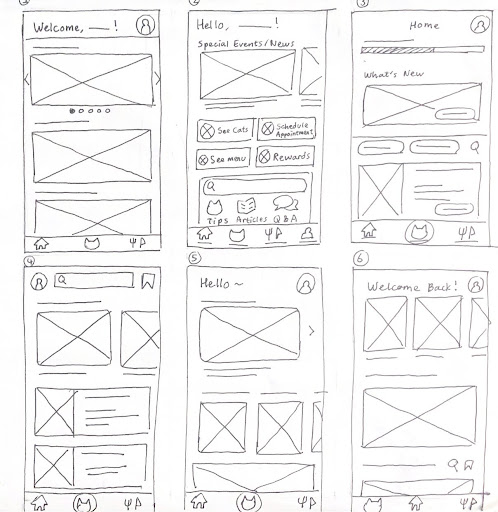 
				Examples of paper sketches for the home page