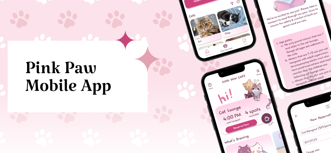 Hero image with the title Pink Paw Mobile App